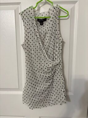 Sweet Pea White Sleeveless Polka Dot Wrap-Style Camisole